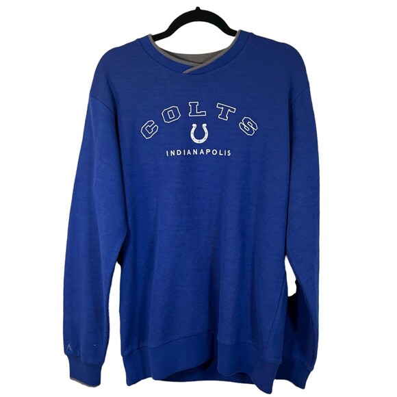 Antigua Indianapolis Colts Blue Grey Pullover Crew Neck Sweater Men's Medium - Picture 1 of 4